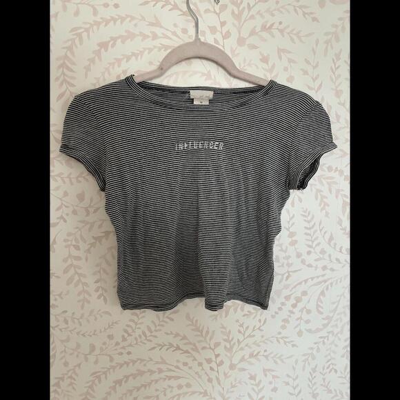 Vintage Y2K Style  Crop Top with Influencer Text - Size M - Picture 1 of 4